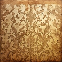 Ornate gold leaf pattern on a brown background