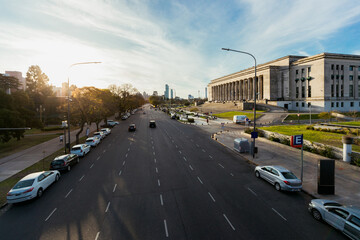 Beautiful Sunset from Figueroa Alcorta Avenue, a classic landmark in Buenos Aires, Argentina