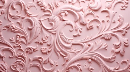 Pink Floral Damask Seamless Pattern - obrazy, fototapety, plakaty