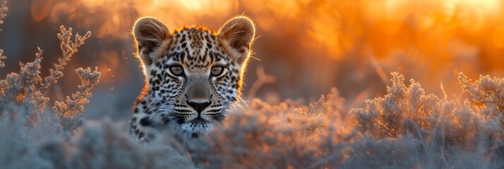 African Leopard Basking in the Evening Glow Generative AI - obrazy, fototapety, plakaty