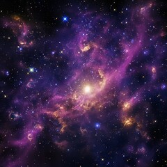 Amazing Space Stars And Purple Nebula - obrazy, fototapety, plakaty