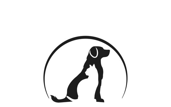 silhouette of a dog and cat