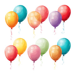 A set of colorful balloons vector illustration for design, print, pattern, isolated on white background