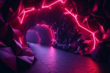 Pink and purple glowing futuristic tunnel