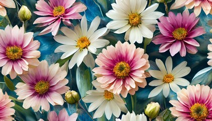 floral seamless pattern with blur effect modern background with painted flowers
