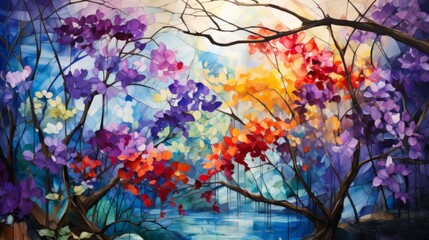 Obraz na płótnie Canvas Colorful Trees And Lake
