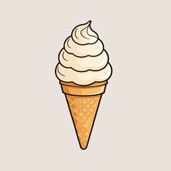 Delicious soft serve ice cream cartoon illustration flat vector design