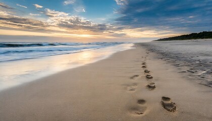 footsteps on a beach in north carolina