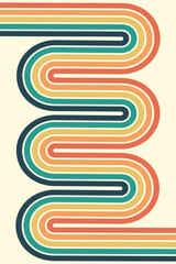 Abstract Vintage 70s Style Background. Retro Design With Stripes Vector Illustration