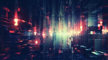 Fototapeta premium Abstract illustration of a city with skyscrapers made of glass and light