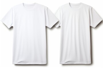 Two plain white shirts on a white background