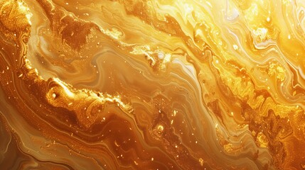 Golden fluid painting abstract background