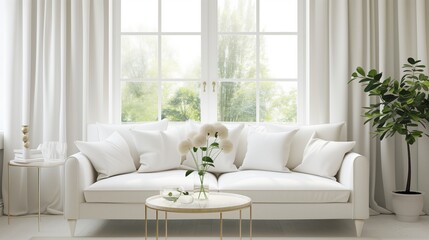 Beautiful living room with white sofa