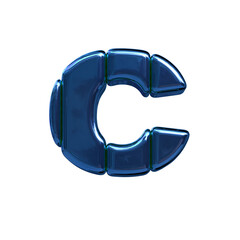 Symbol made of blue vertical blocks. letter c