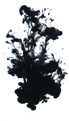 Black Ink Dissolving in Water on a Transparent Background
