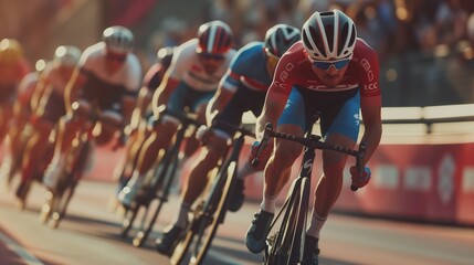 Cycling competition,cyclist athletes riding a race at high speed - obrazy, fototapety, plakaty