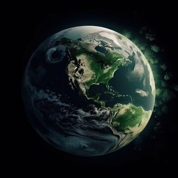 earth with green  colored mountains and green, in the style of photo realistic renderings
