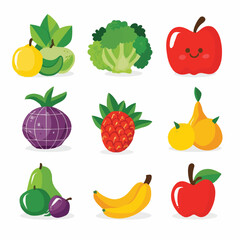 Fruits and Vegetables icons illustration 