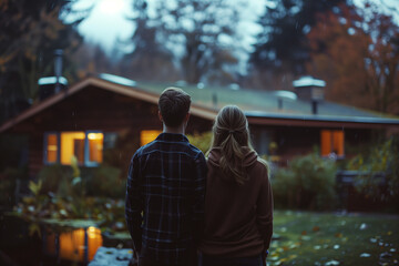 couple in front of the house