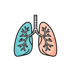 Human lungs anatomy icon illustration flat vector design