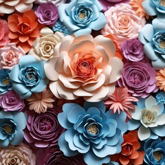 A variety of paper flowers of different colors