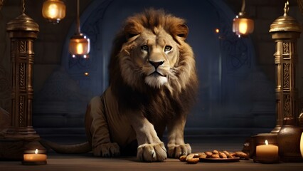 A Ramadan Ramadan month theme theme lion roaring