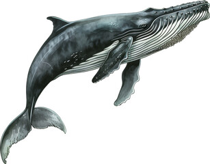 A Drawing of a Whale Jumping in the Air