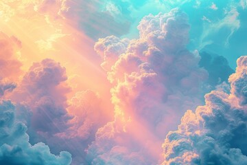 Colorful cloudscape with bright pink, blue, and orange colors