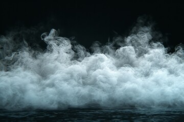 Smoke cloud or vapor isolated on black background. The concept of aromatherapy, magic, mystery, and hypnosis. 3D rendering of thick white smoke - obrazy, fototapety, plakaty