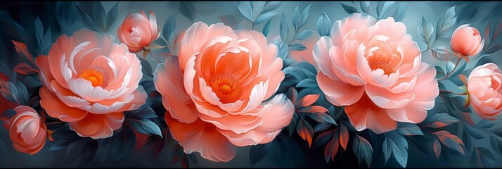 Peony Blossom: Abstract Floral Wallpaper Generative AI