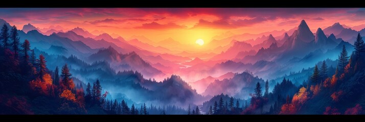 Majestic Mountains: A Nature Backdrop Illustration Generative AI