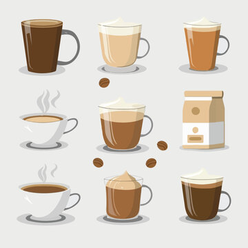 Coffee set a white background illustration 