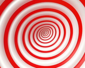 Three-Dimensional Abstract White Spiral on Red Background. Creative Concept of Contoured Curling