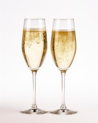 Isolated Champagne Glasses with White Background, Perfect for Christmas and Celebrations 