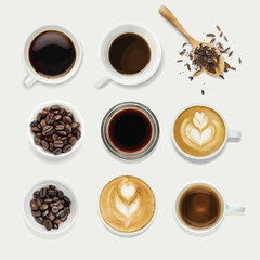 Coffee set a white background illustration  
