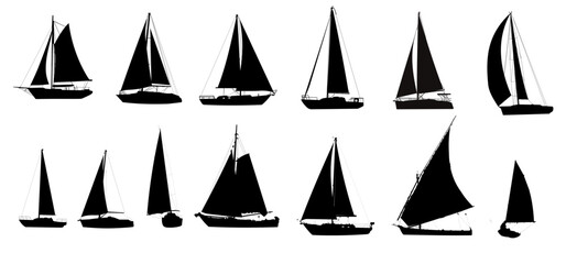 silhouette of a sailboat, silhouette of a yacht