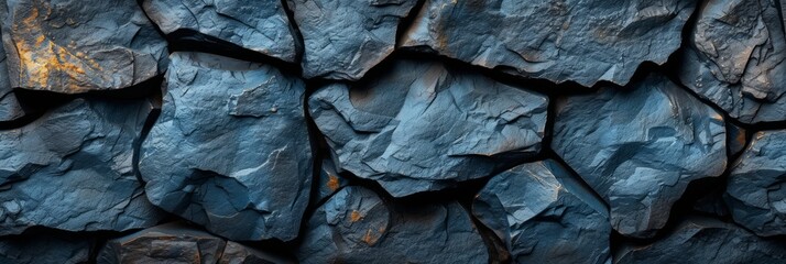 Rough Stone Wall Texture Background - Dark Blue Concrete Surface Generative AI