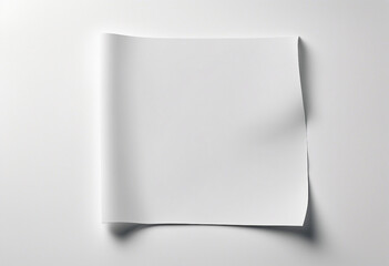 Blank paper sheet with a curved corner isolated on white background top view with copy space