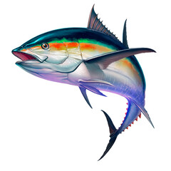 black fin tuna. Realistic isolated illustration. - 737487965