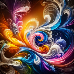 Abstract Texture Wallpaper and Background with Swirls and Curves in Vivid Colors. Artistic Pattern Design for cell phone, Romantic Hue, Elegant Gloss, Vibrant Sheen, smartphone, computer, tablet