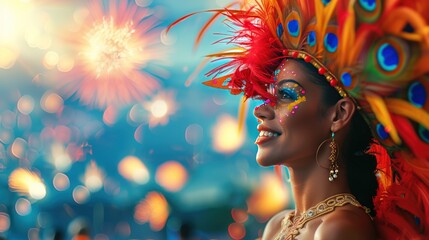 A festive Rio de Janeiro carnival setting, alive with samba rhythms - obrazy, fototapety, plakaty