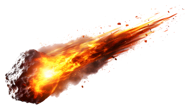 A meteor isolated on white background -