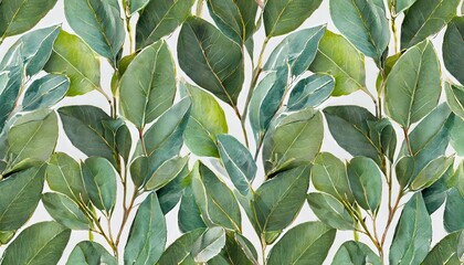 seamless pattern with spring leaves herbs eucalyptus hand drawn background green pattern for wallpaper or fabric botanic tile