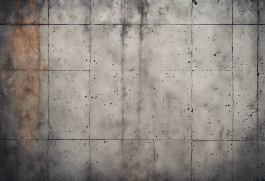 Abstract old concrete grey wall with holes and square lines Distressed texture background