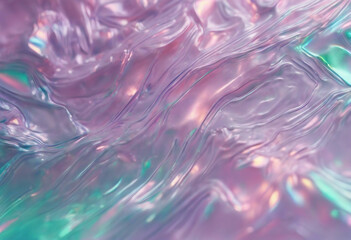 Holographic abstract background Real texture in pale violet pink and mint colors