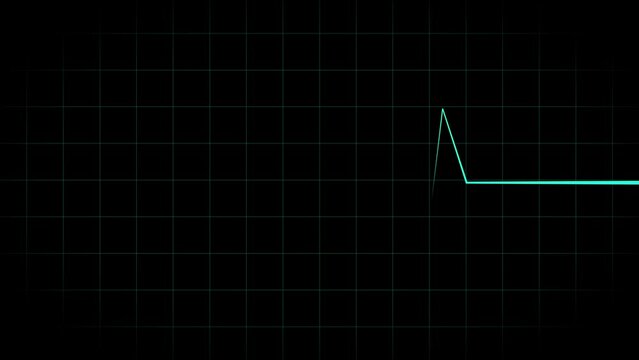 Pulse Flatline animation. ECG Cardiogram, cardigraph screen. Blue heartbeat line motion. Heart rate monitor loop.