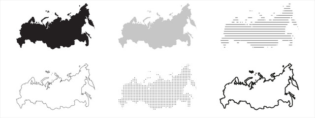 Russia Map Black. Russia map silhouette isolated on transparent background.