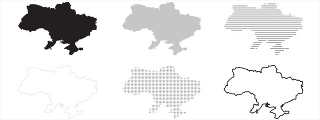 Fototapeta premium Ukraine Map Black. Ukraine map silhouette isolated on transparent background.