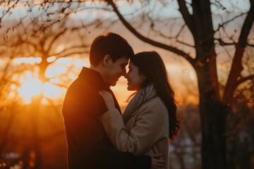 Fototapeta premium Loving couple at sunset