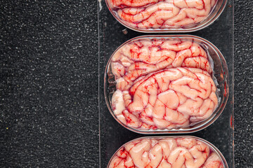 pork brains raw edible offal meat fresh food tasty fresh healthy eating cooking appetizer meal food snack on the table copy space food background
